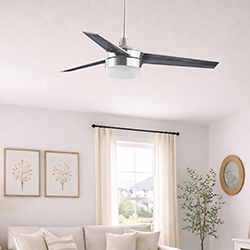 Trio 52" Nickel Fan LED 2-Light SV/BK Blades